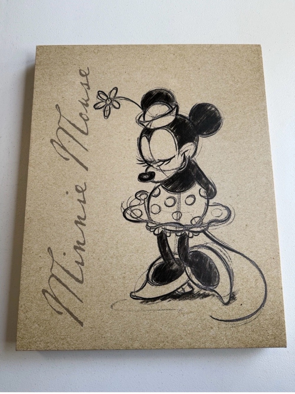 Vintage-Style Minnie Mouse Sketch Print in Black